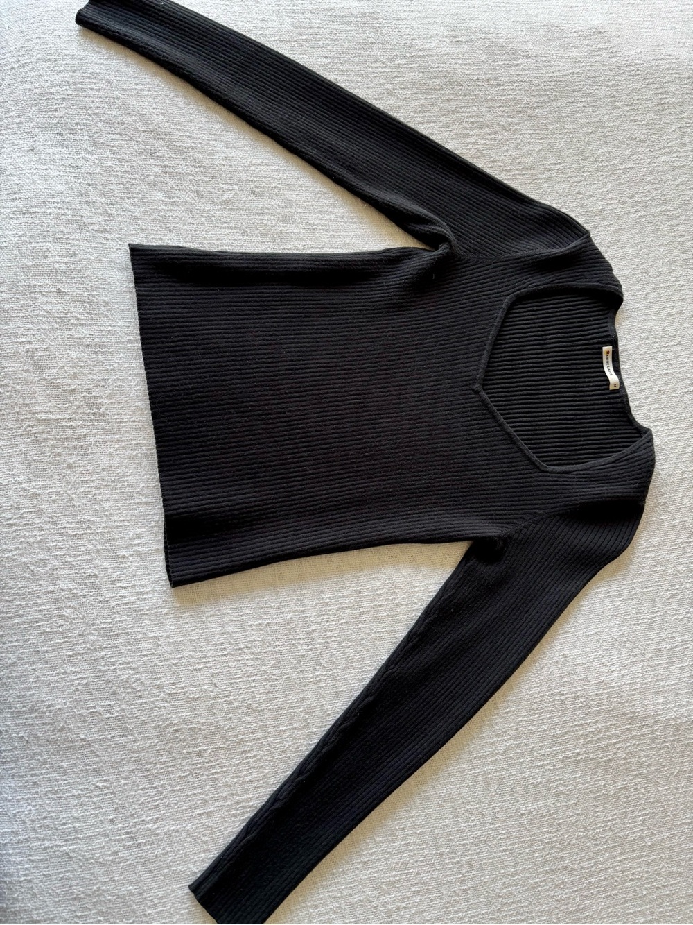 Marine Layer Black Ribbed Long-Sleeve Sweater - Women